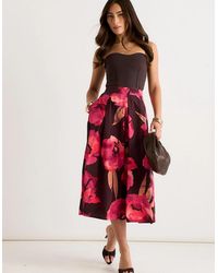 Gini London - Large Floral Box Pleat Midi Skirt - Lyst