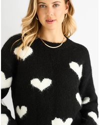 Gini London - Contrast Heart Oversized Knit Jumper - Lyst