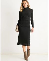 Gini London - Ruched Jersey Long Sleeve Midi Dress - Lyst