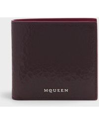 McQueen - Logo Bi-Fold Wallet Crackled Leather Cranberry - Lyst