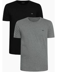 Emporio Armani - Cotton 2-Pack Round Neck Eagle Logo/ T-Shirt - Lyst
