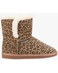 Hush Puppies - Ashleigh Suede Boot Slippers Leopard Print - Lyst