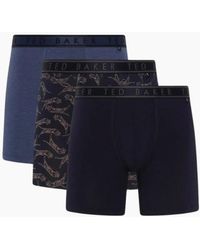Ted Baker - 3-Pack Tigers Print Boxer Briefs, Denim - Lyst
