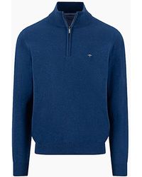 Fynch-Hatton - Fynch-Hatton Troyer Half Zip Knitwear Midnight - Lyst