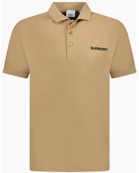 Burberry - 'Hartford' Embroidery Logo Check Polo Camel - Lyst