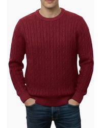 Firetrap - Cable Knit Sweatshirt Chunky Crew Neck Pullover Cotton Winter Warm Jumper - Lyst