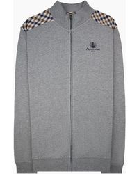 Aquascutum - Cc Shoulder Fz Fleece Funnel Neck Dark Melange 53 - Lyst