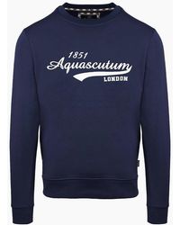 Aquascutum - Printed Logo Crew Neck Long Sleeve Sweatshirt - Lyst