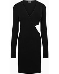 BOSS - V-Neck Long Sleeve Mini Bodycon Dress - Lyst