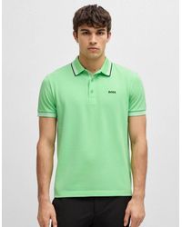 BOSS - Boss Paddy Cotton-Piqué Polo Shirt With Contrast Logo - Lyst