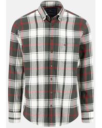 Fynch-Hatton - Premium Flannel Large Check Button Down Shirt Dark Ivy - Lyst