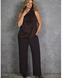 Live Unlimited London - Petite Chocolate Button Detail Wide Leg Trouser - Lyst