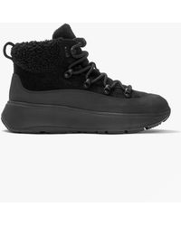 Fitflop - F-Mode Teddy-Collar Warm Suede Suede Booties All - Lyst