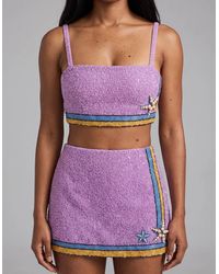 Oceanus - Monni Co-Ord Hand Embroidered Crystal Top Only - Lyst