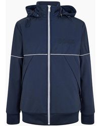 BOSS - Solid Patterned Hooded Neck Drawstring Ribbed Cuff Track Jacket - Lyst