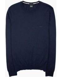 BOSS - Botto-L Embroidered Logo With Responsible Wool Swe Dark 404 - Lyst