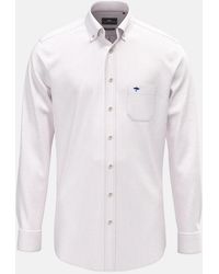 Fynch-Hatton - Washed Oxford Bengal Stripe Button Down Shirt Magnolia - Lyst