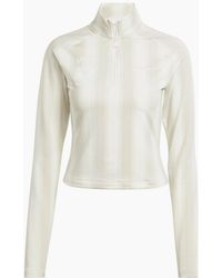 adidas - Text Graphic Zip High Neck Long Sleeve Sweatshirt - Lyst