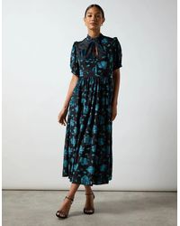 Ro&zo - Erin Floral Jersey Burnout Midi Dress - Lyst