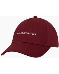 Tommy Hilfiger - Embroidered Logo Burgundy Cap - Lyst