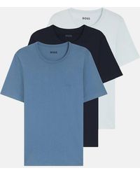 BOSS - Boss 3-Pack Cotton T-Shirts Sky - Lyst