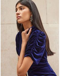 Ro&zo - Petite Harriet Velvet Puff Sleeve Dress - Lyst