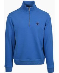 Belstaff - Half Zip Sweatshirt Marine - Lyst