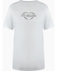 Love Moschino - Shiny Heart Logo T-Shirt - Lyst