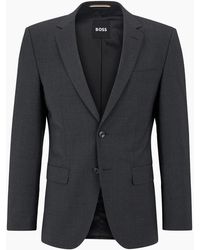 BOSS - Solid Patterned Flap Pocket Suit Jacket - Lyst