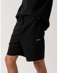 BOSS - Boss Waffle Cotton Blend Waffle Structure Pyjama Shorts With Embroidered Logo - Lyst