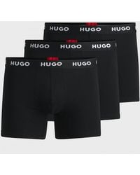 BOSS - Hugo Three-Pack Of Stretch-Cotton Boxer Briefs With Logo Waistbands - Lyst