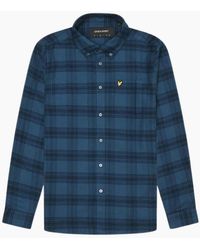 Lyle & Scott - Lyle & Scott Tonal Check Flannel Dark Long Sleeve Shirt - Lyst