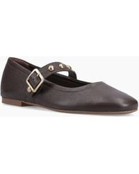 Hush Puppies - Charlene Stud Ballerina Leather Chocolate Flats - Lyst