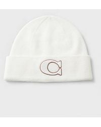 COACH - Varsity Knit Beanie Chalk - Lyst