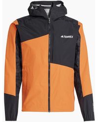 adidas - Xpr Hybrid Hooded Full Zipper Color Block Rain Jacket - Lyst