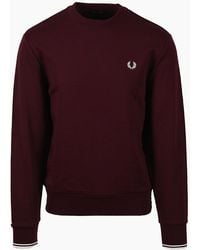 Fred Perry - Crew Neck Sweatshirt Oxblood/Ecru - Lyst