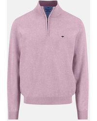 Fynch-Hatton - Fine Knit Cotton 1/4 Zip Sweater Magnolia - Lyst
