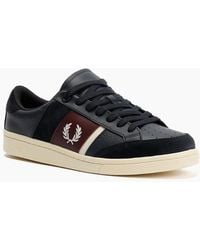 Fred Perry - B725 Leather Suede /Ecru/Oxblood Trainers - Lyst