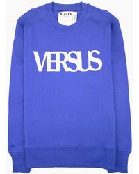 Versus - Versace Versus Logo Printed Crew Neck Sweatshirt Royal - Lyst
