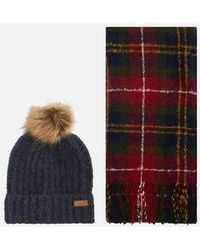Barbour - Saltburn Beanie & Tartan Scarf Set - Lyst