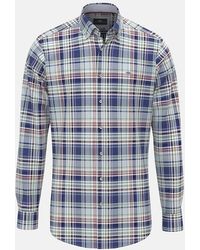 Fynch-Hatton - Washed Oxford Check Button Down Shirt Berry - Lyst