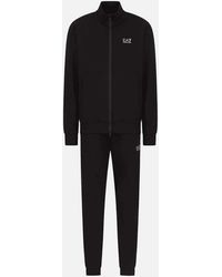 EA7 - Zip Up Funnel Neck/ Cotton Tracksuit - Lyst