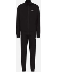 EA7 - Zip Up Funnel Neck/ Cotton Tracksuit - Lyst