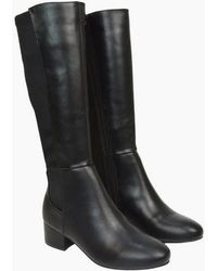 XY London - Ladies Hannah Zip Elasticated Shaft Low Block Heel Long Boots - Lyst