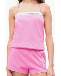 Calvin Klein - Cotton Bandeau Romper Beachwear/Playsuit, Phlox - Lyst