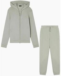 Emporio Armani - Embroidered Logo Pistachio Zip Up Hoodied Tracksuit - Lyst