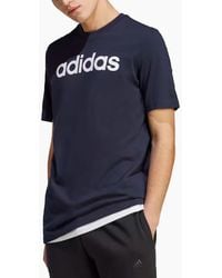 adidas - Essentials T Shirts Crew Neck Single Jersey Linear Embroidered Logo - Lyst