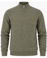 Lyle & Scott - Lyle & Scott Lambswool Blend Quarter Zip Jumper Khaki Smoke Marl - Lyst