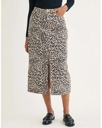 Nobody's Child - Leopard Print Denim Column Midi Skirt - Lyst