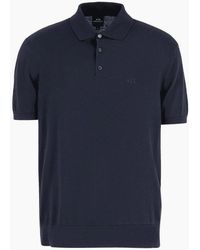 ARMANI EXCHANGE - Regular Fit Embroidered Logo Knitted Polo Shirt - Lyst